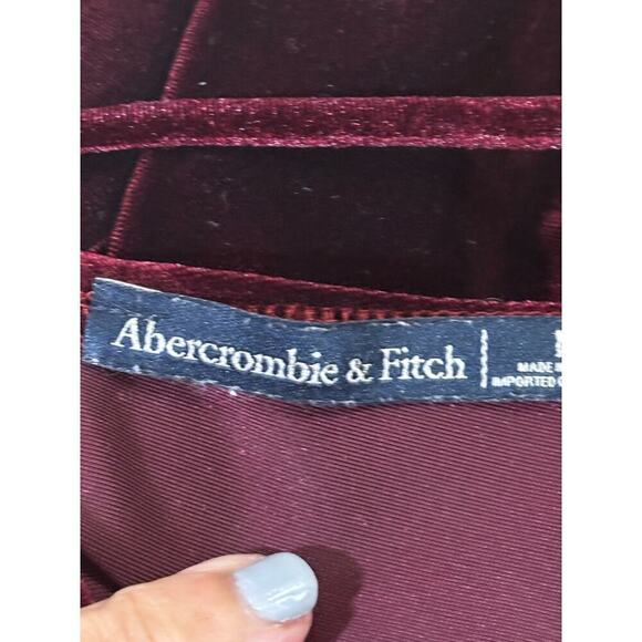 Abercrombie & Fitch maroon velvet babydoll top, chemise, medium, whimsigoth - Picture 5 of 6